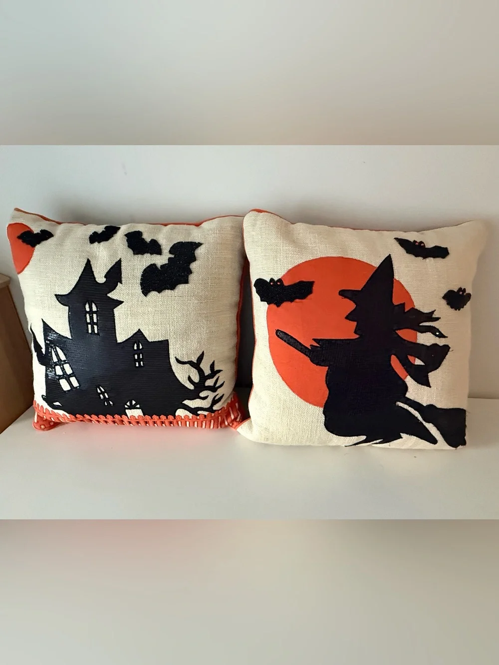 Halloween Witch & Haunted House Decorative Pillows (2)